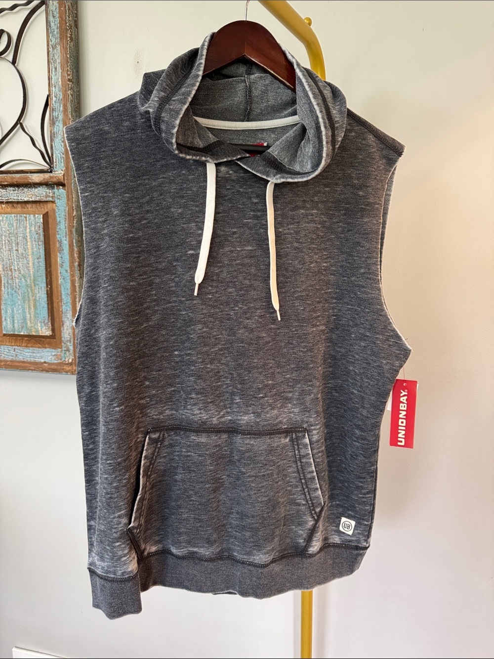 UNIONBAY Sleeveless Hoodie in Heather Charcoal NWT L